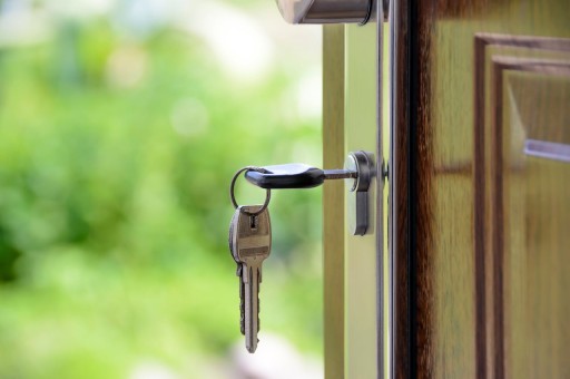 Black Handled Key on Keyhole