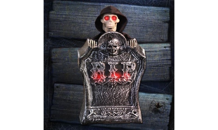 Halloween Tombstone Decoration with Rising Skull